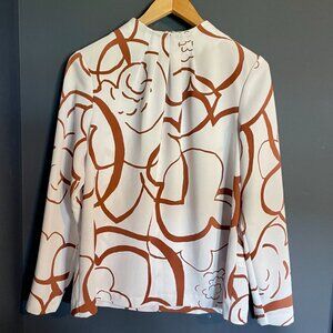 Alfani Printed Gathered Mock-Neck Top, Brown Bloom Outline Created for Macy's